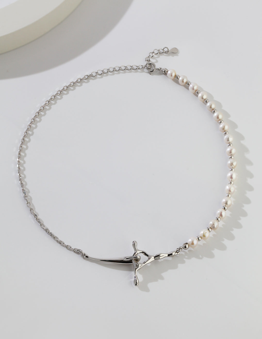 NO.4  Elegance in Flow S925 Silver Pearl Necklace