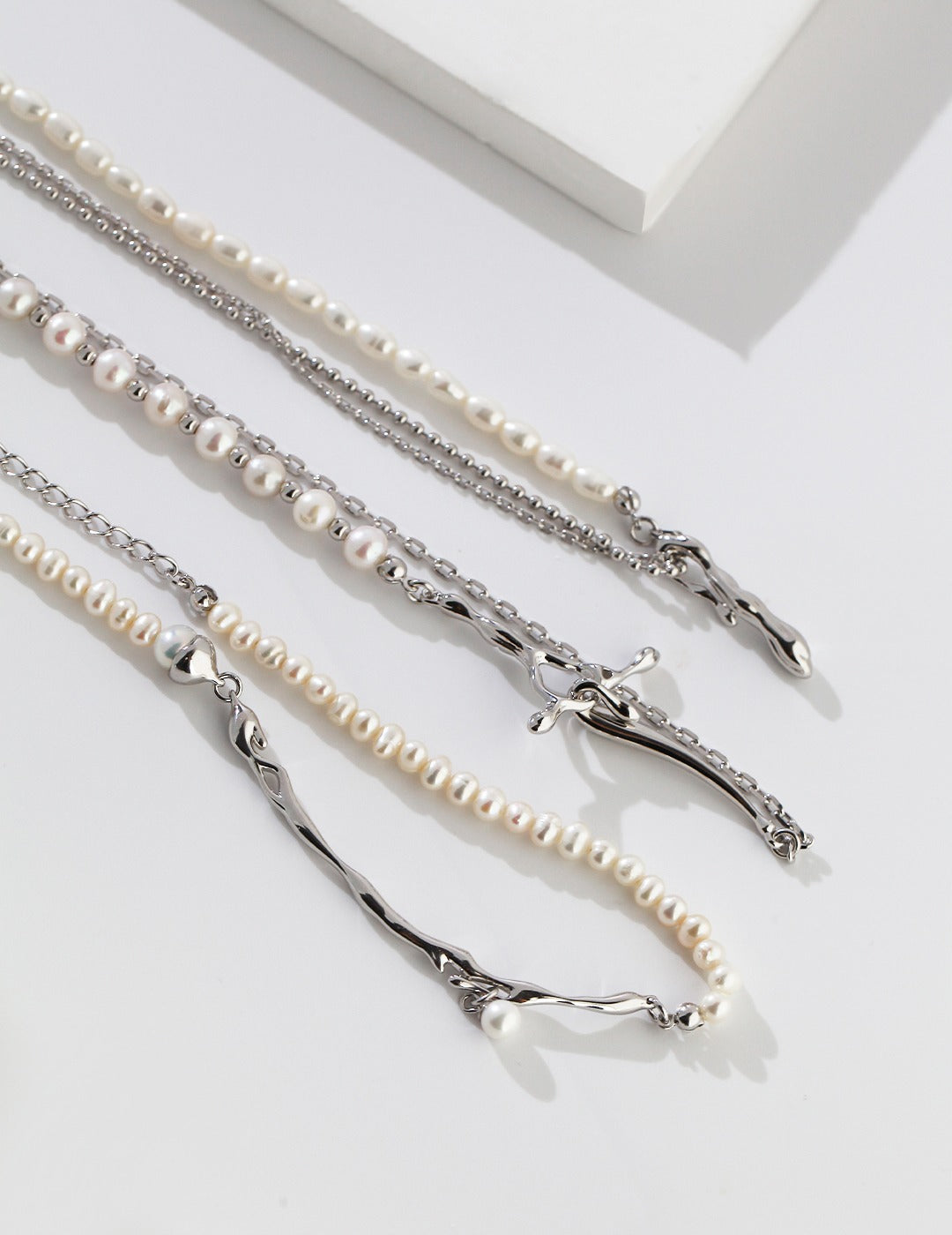 NO.4  Elegance in Flow S925 Silver Pearl Necklace