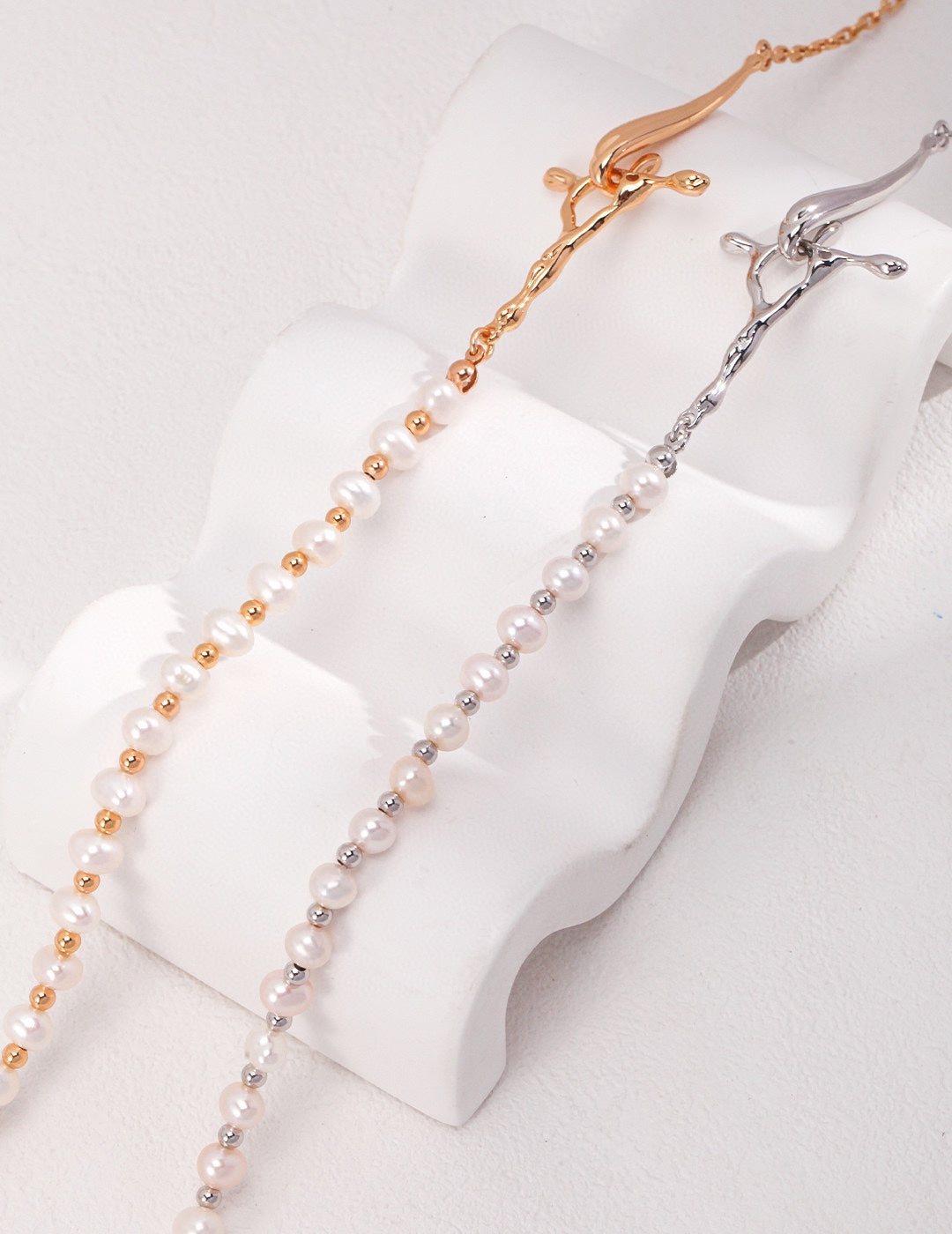 NO.4  Elegance in Flow S925 Silver Pearl Necklace