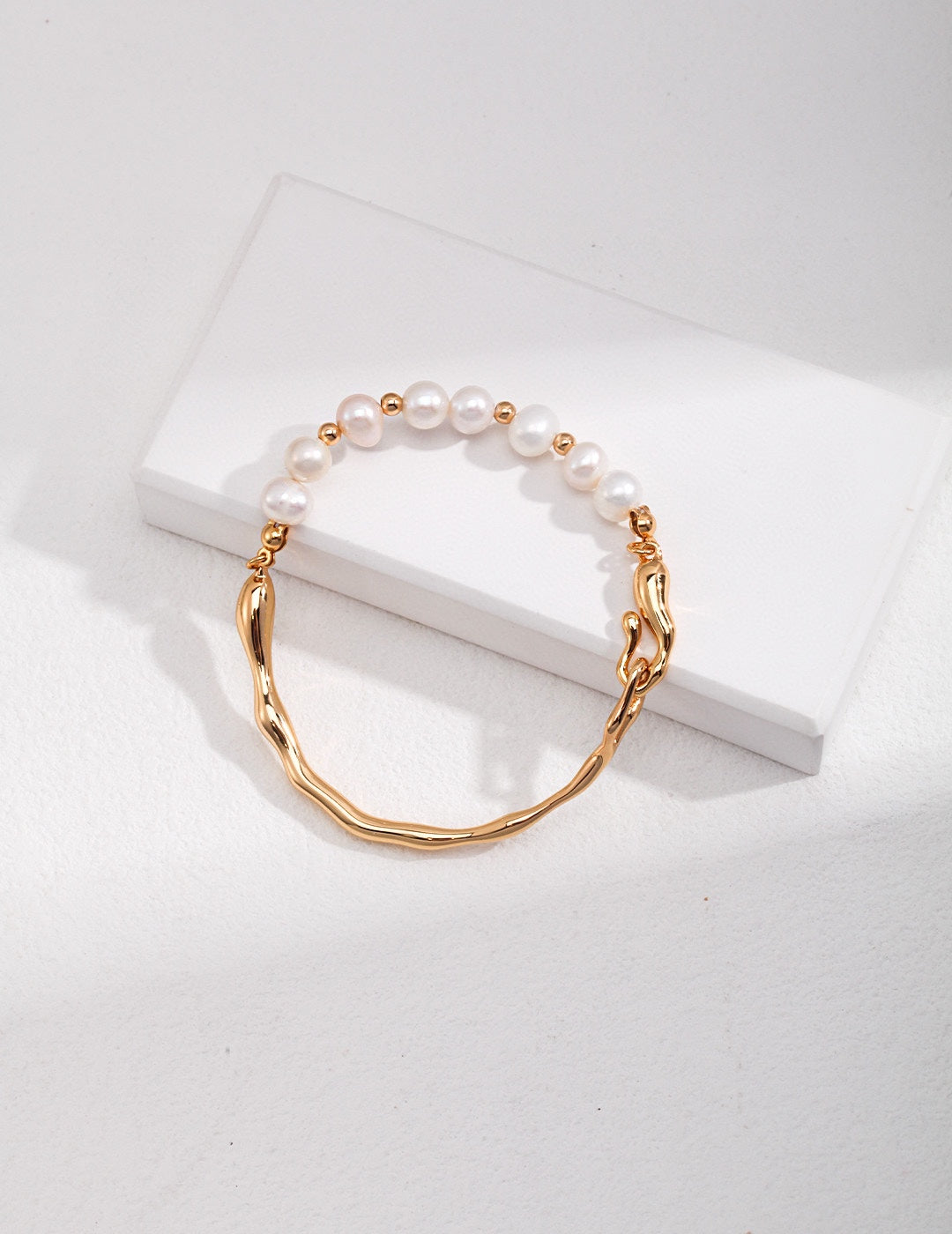 NO.13  Liquid Series: Pure Silver Pearl Bracelet